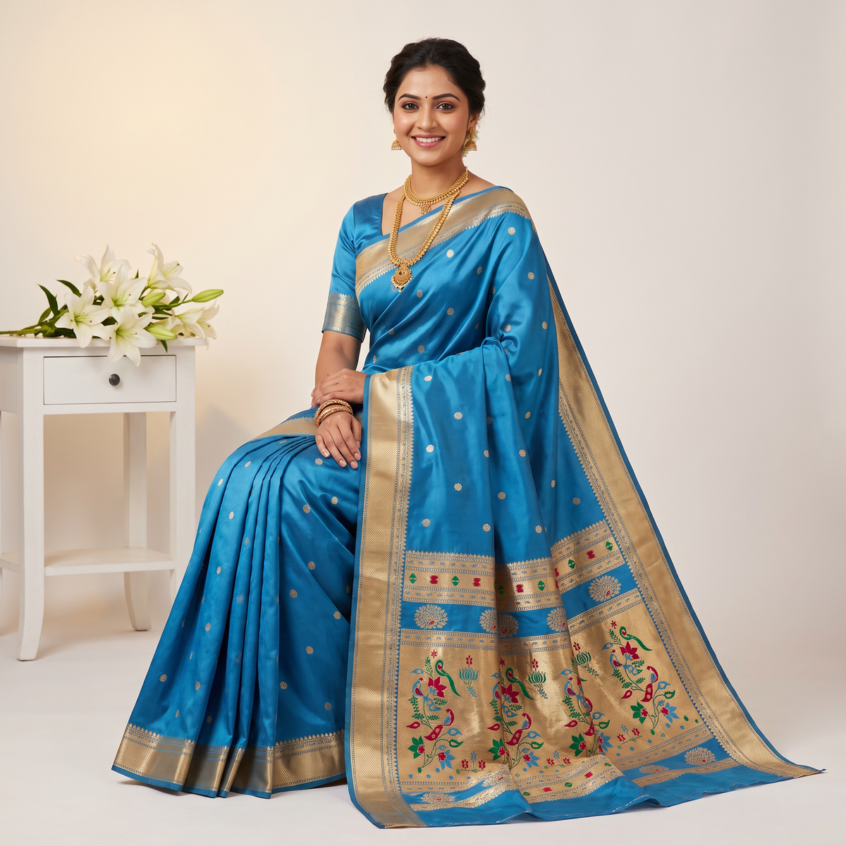 Banarasi Soft Silk Saree Festive Woven Jacquard Zari Border Sarees with Unstitched Blouse Piece.