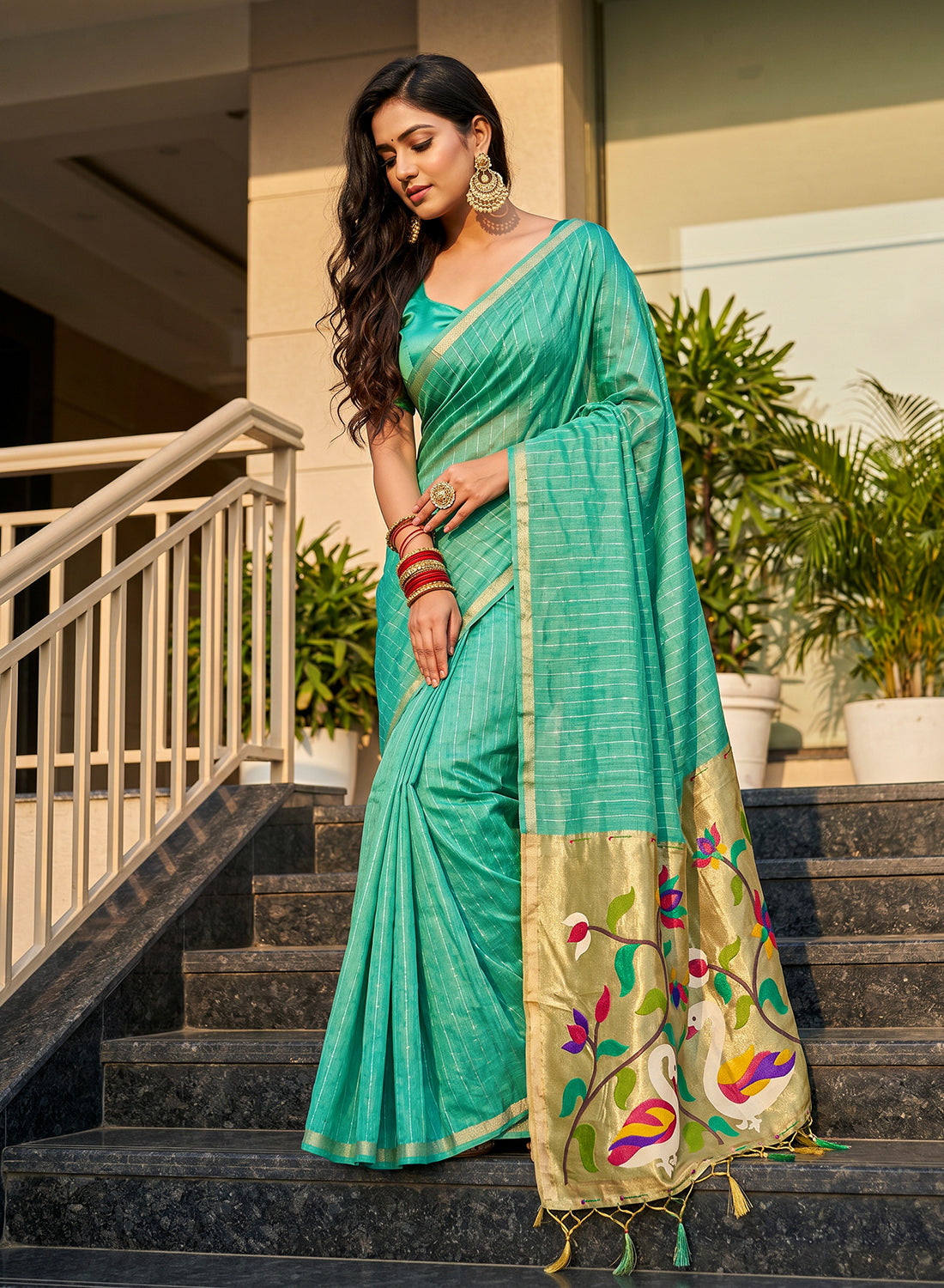 Women's Traditional Zari Cotton Silk Saree with Unstitched Blouse Piece.
