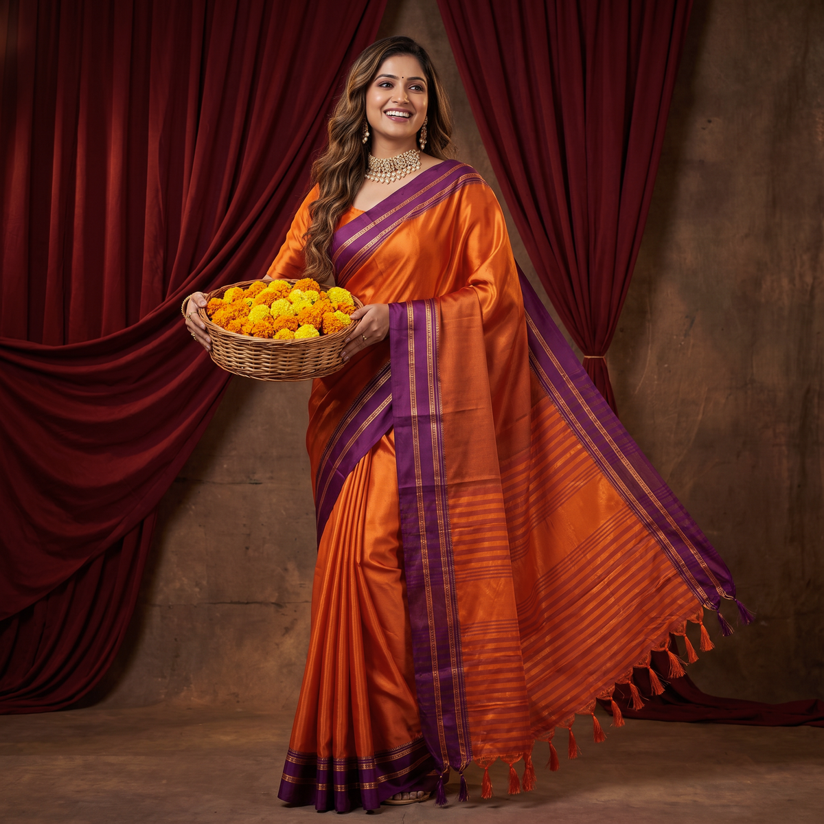 Women's Art Silk Traditional Saree with Zari Border and Unstitched Blouse Piece.