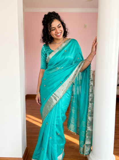 Most Viral Trending Ghungroo Tissue Saree for Women | Elegant Designer Party Wear Saree with Ghungroo Border | Festive & Wedding Collection
