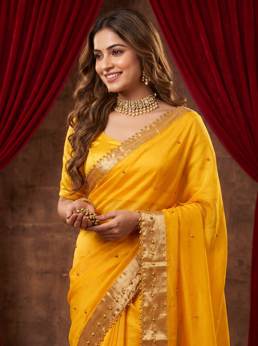 Most Viral Trending Ghungroo Tissue Saree for Women | Elegant Designer Party Wear Saree with Ghungroo Border | Festive & Wedding Collection