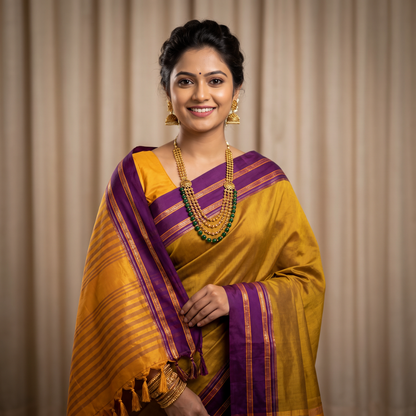 Women's Art Silk Traditional Saree with Zari Border and Unstitched Blouse Piece.
