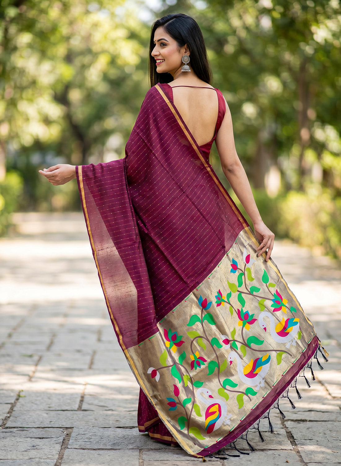 Women's Traditional Zari Cotton Silk Saree with Unstitched Blouse Piece.