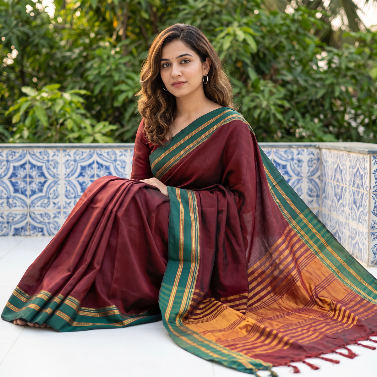 Women's Art Silk Traditional Saree with Zari Border and Unstitched Blouse Piece.