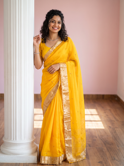 Most Viral Trending Ghungroo Tissue Saree for Women | Elegant Designer Party Wear Saree with Ghungroo Border | Festive & Wedding Collection