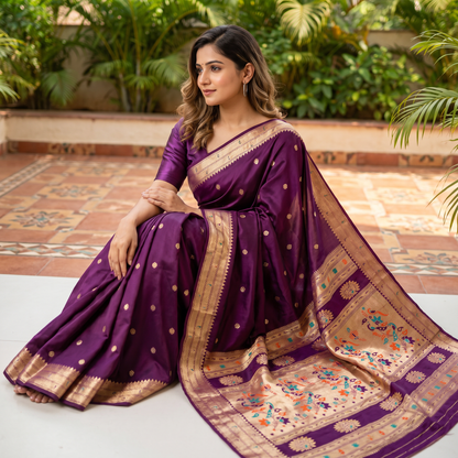 Banarasi Soft Silk Saree Festive Woven Jacquard Zari Border Sarees with Unstitched Blouse Piece.