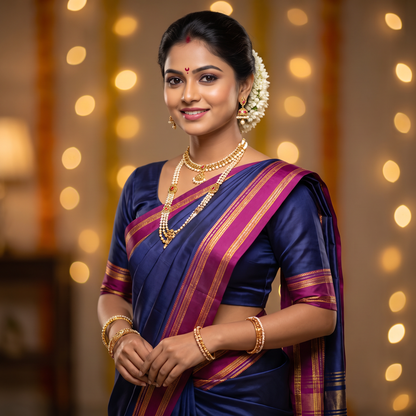 Women's Art Silk Traditional Saree with Zari Border and Unstitched Blouse Piece.