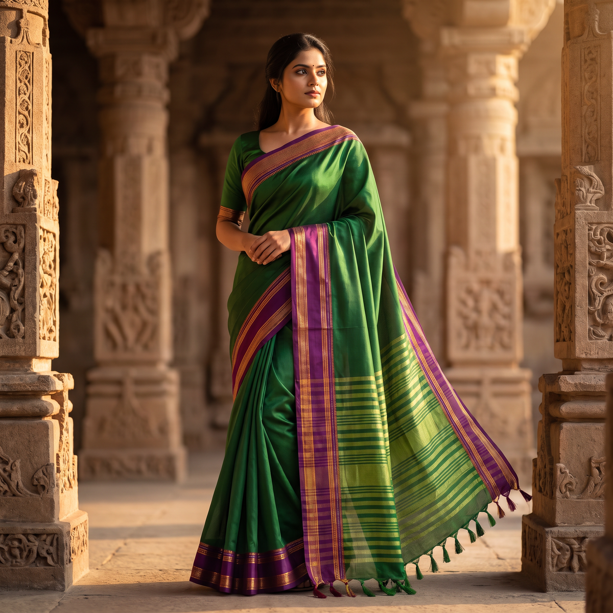 Women's Art Silk Traditional Saree with Zari Border and Unstitched Blouse Piece.
