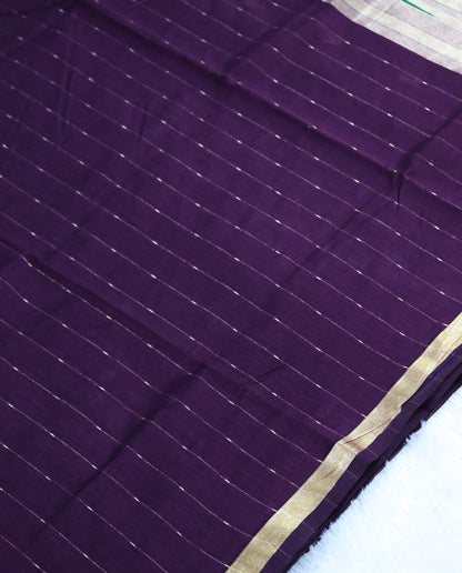 Women's Paithani Silk Blend Saree with Zari Woven Striped Lines and Peacock Floral Pallu including Unstitched Blouse Piece.