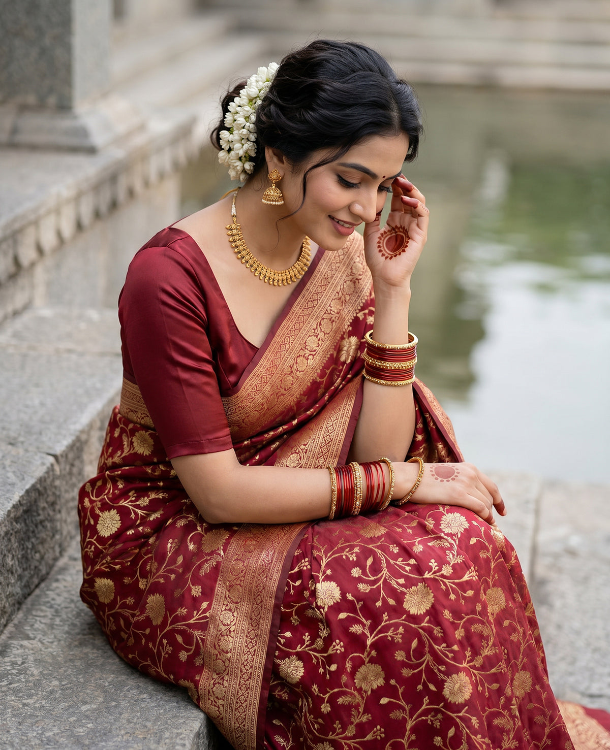 Women's Woven Banarasi Art Silk Saree with Unstitched Blouse Piece.