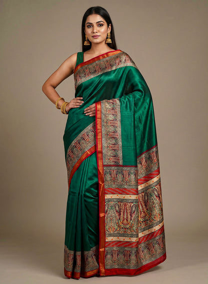 Women's Printed Silk Blend Saree with Unstitched Blouse Piece.