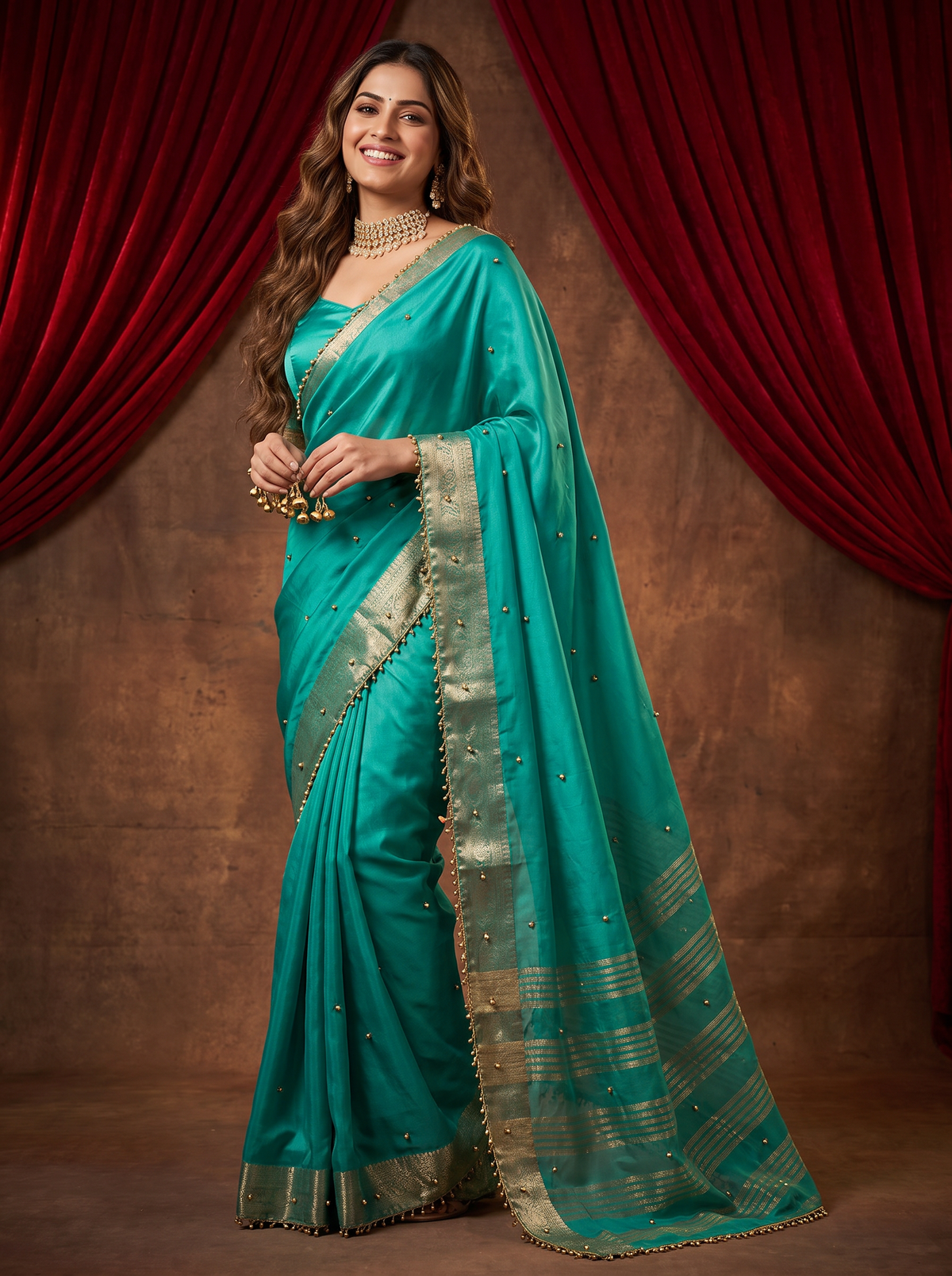 Most Viral Trending Ghungroo Tissue Saree for Women | Elegant Designer Party Wear Saree with Ghungroo Border | Festive & Wedding Collection