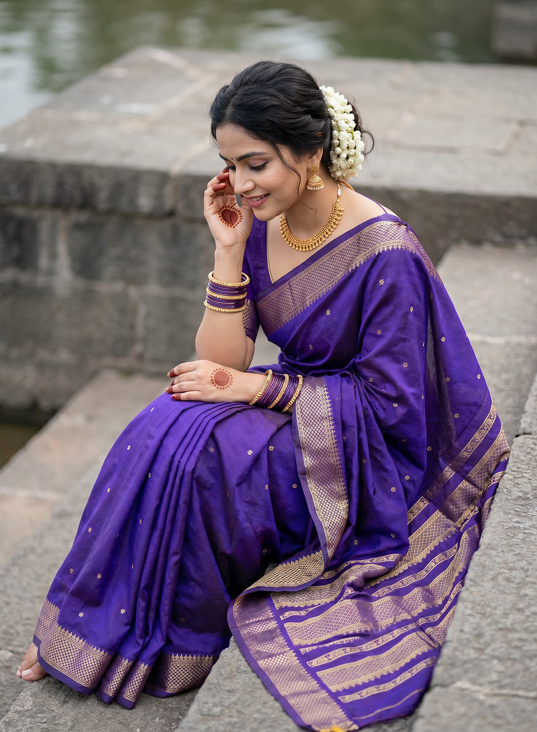 Women's Woven Banarasi Art Silk Saree with Unstitched Blouse Piece.