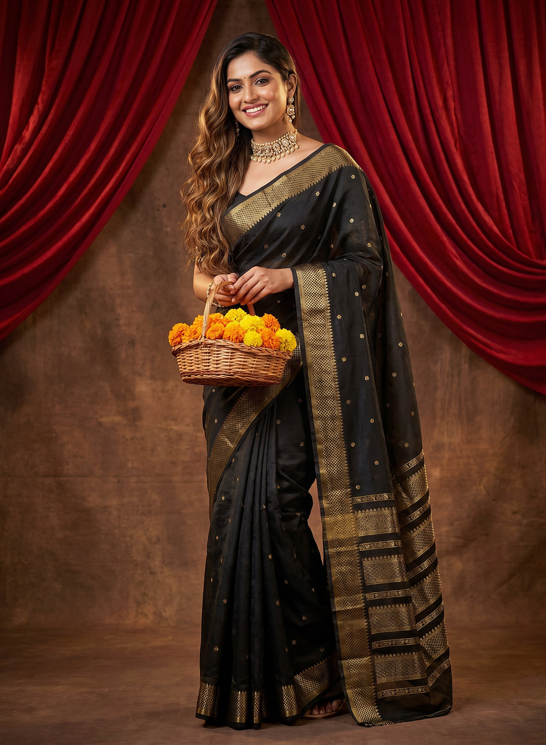 Women's Woven Banarasi Art Silk Saree with Unstitched Blouse Piece.