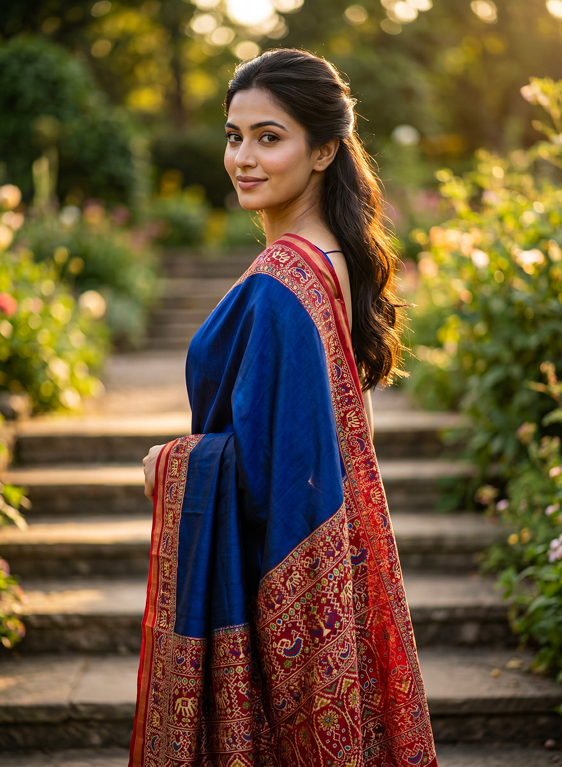 Women's Printed Silk Blend Saree with Unstitched Blouse Piece.