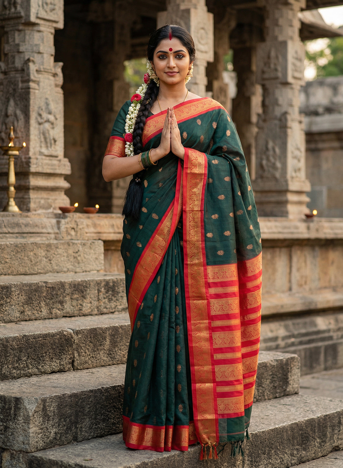 Women's Elegant Banarasi Kanjivaram silk and South Indian Gadwal Silk Cotton Handloom Saree Woven Design Ethnic Wear with Blouse Piece.