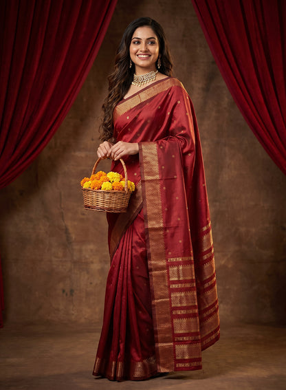 Women's Woven Banarasi Art Silk Saree with Unstitched Blouse Piece.