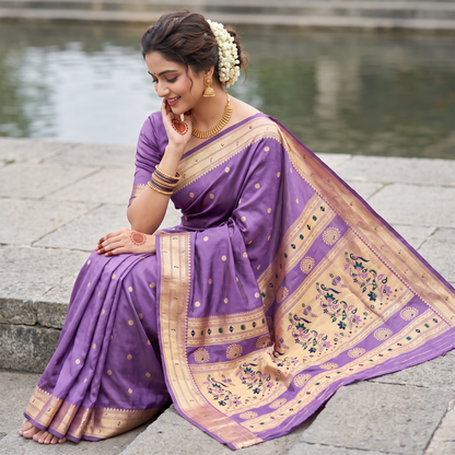 Banarasi Soft Silk Saree Festive Woven Jacquard Zari Border Sarees with Unstitched Blouse Piece.