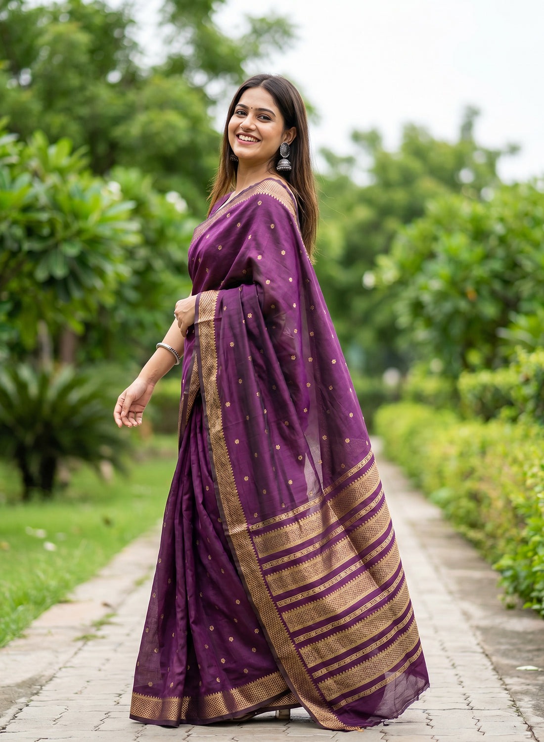 Women's Woven Banarasi Art Silk Saree with Unstitched Blouse Piece.