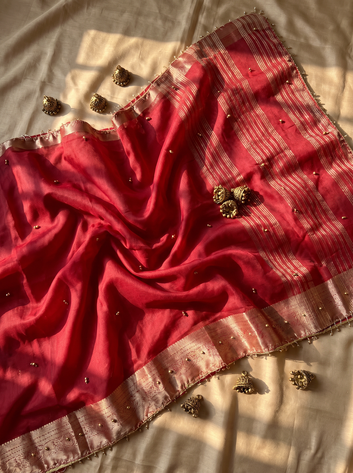 Most Viral Trending Ghungroo Tissue Saree for Women | Elegant Designer Party Wear Saree with Ghungroo Border | Festive & Wedding Collection