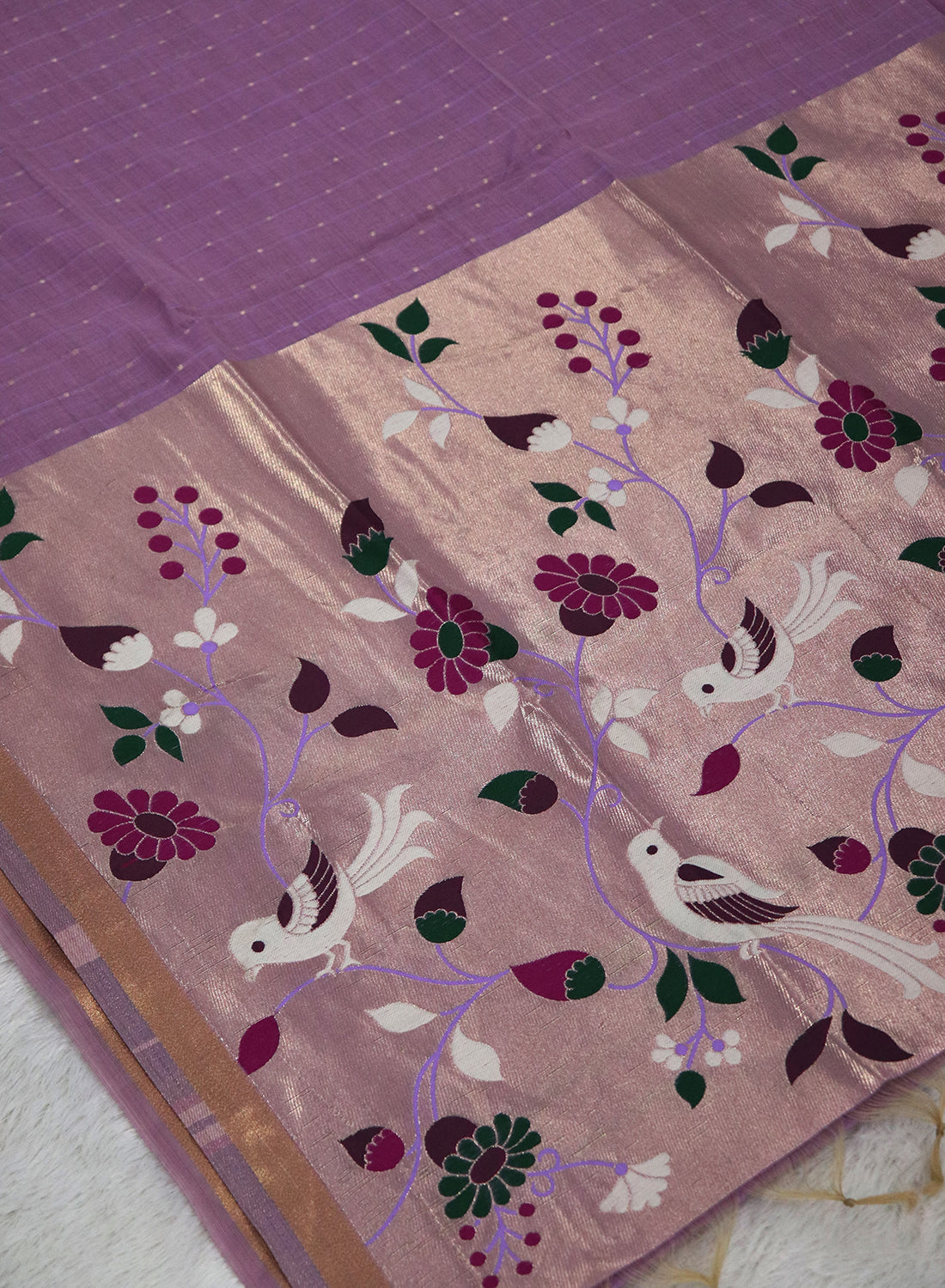 Women's Woven Paithani Art Silk Saree with Unstitched Blouse Piece.