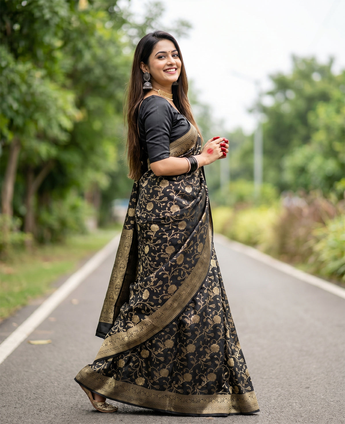 Women's Woven Banarasi Art Silk Saree with Unstitched Blouse Piece.