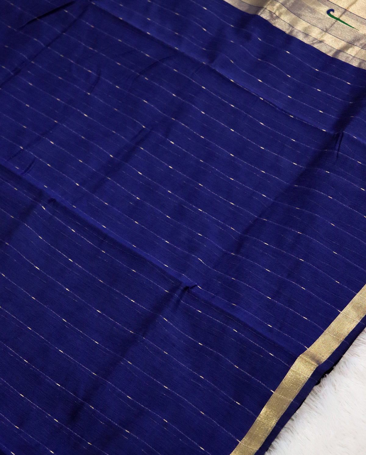 Women's Paithani Silk Blend Saree with Zari Woven Striped Lines and Peacock Floral Pallu including Unstitched Blouse Piece.