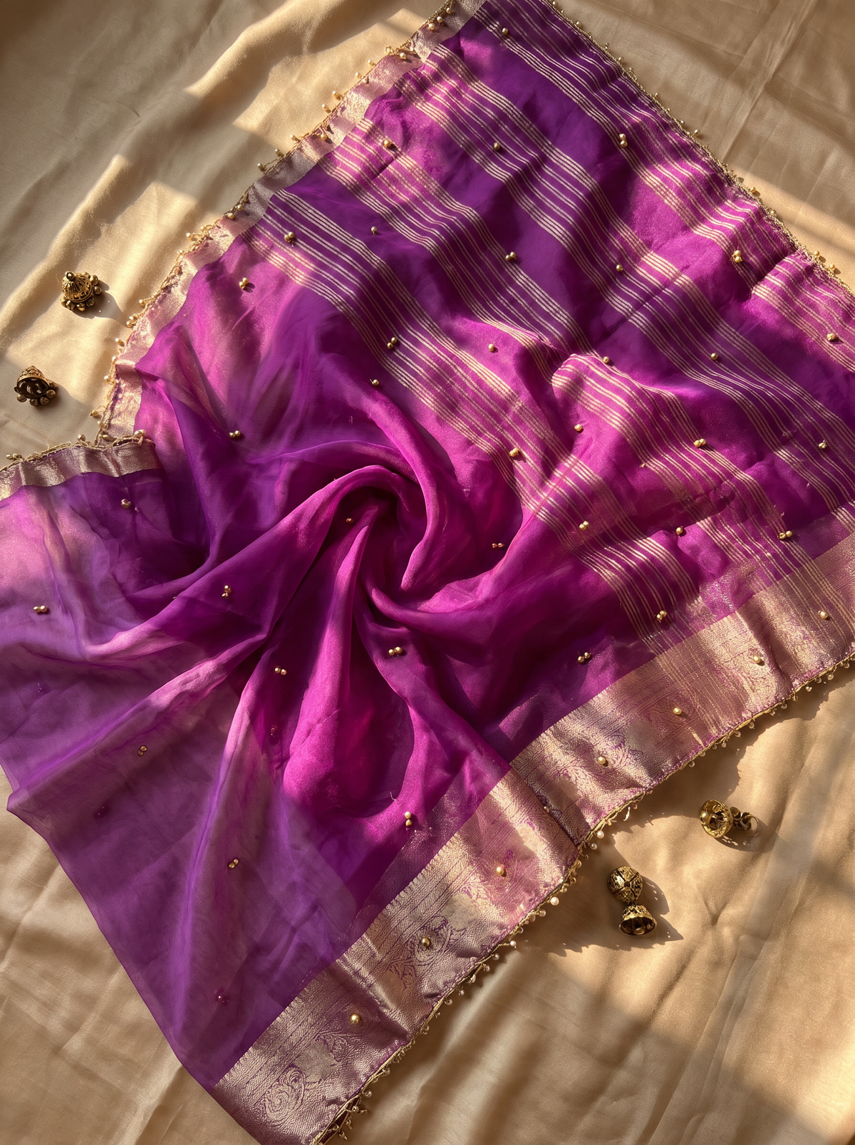 Most Viral Trending Ghungroo Tissue Saree for Women | Elegant Designer Party Wear Saree with Ghungroo Border | Festive & Wedding Collection