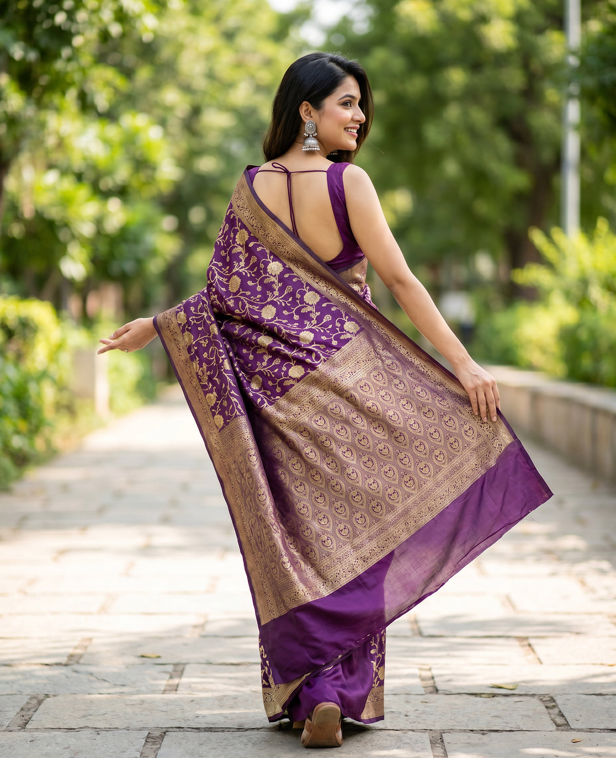 Women's Woven Banarasi Art Silk Saree with Unstitched Blouse Piece.