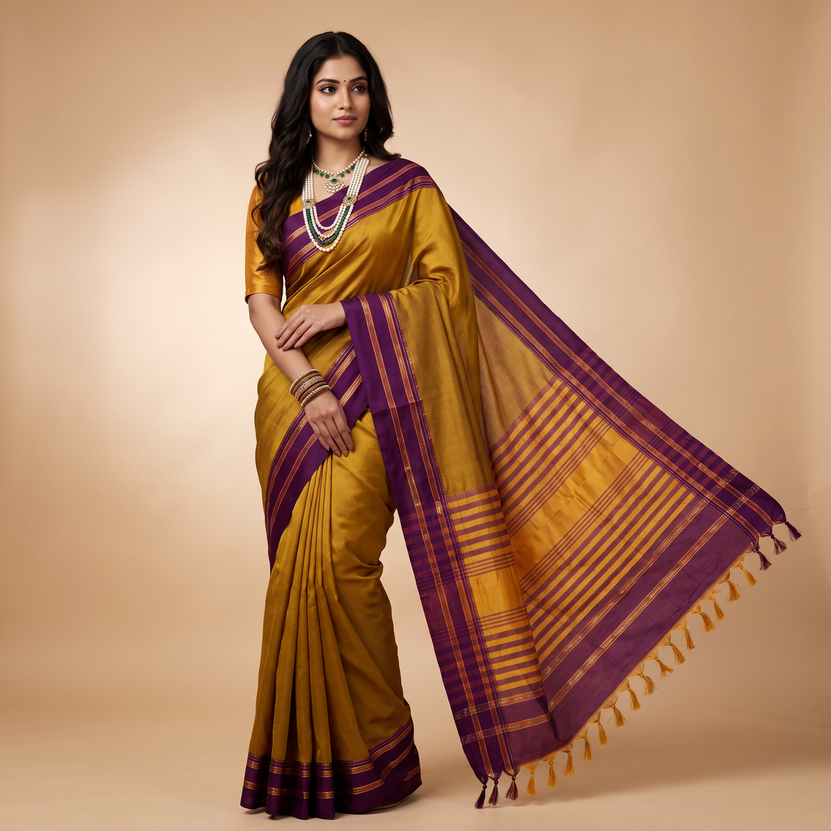 Women's Art Silk Traditional Saree with Zari Border and Unstitched Blouse Piece.
