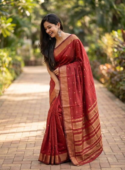 Women's Woven Banarasi Art Silk Saree with Unstitched Blouse Piece.