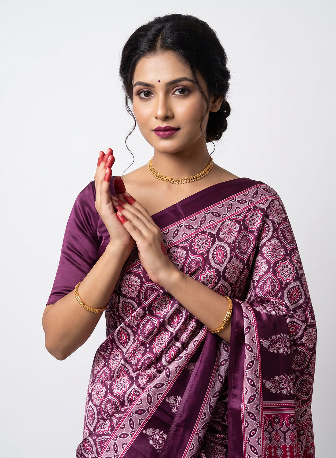 Women's Traditional Floral Block Printed Art Silk Saree with Unstitched Blouse Piece.