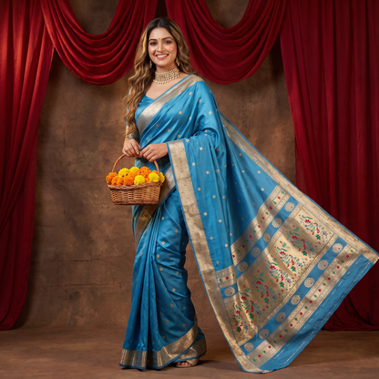 Banarasi Soft Silk Saree Festive Woven Jacquard Zari Border Sarees with Unstitched Blouse Piece.