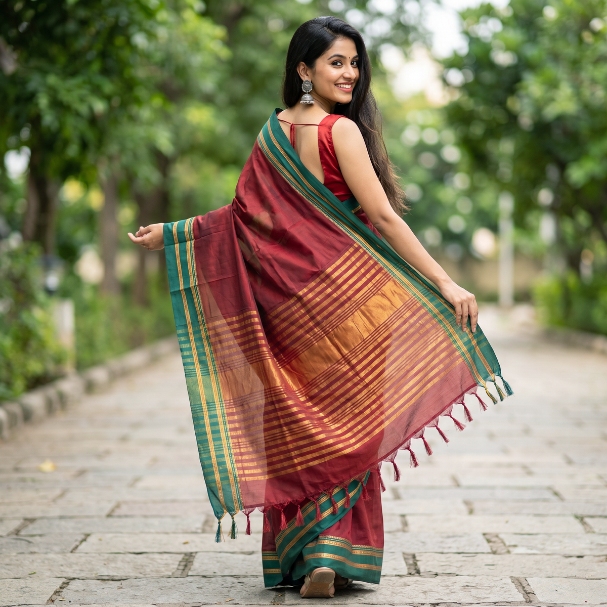 Women's Art Silk Traditional Saree with Zari Border and Unstitched Blouse Piece.