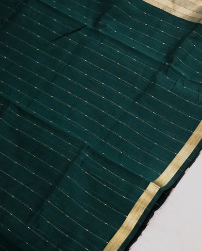 Women's Paithani Silk Blend Saree with Zari Woven Striped Lines and Peacock Floral Pallu including Unstitched Blouse Piece.