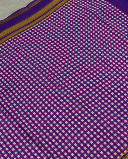 Women's Synthetic Silk Blend Checked Saree with Contrast Border & Unstitched Blouse Piece.
