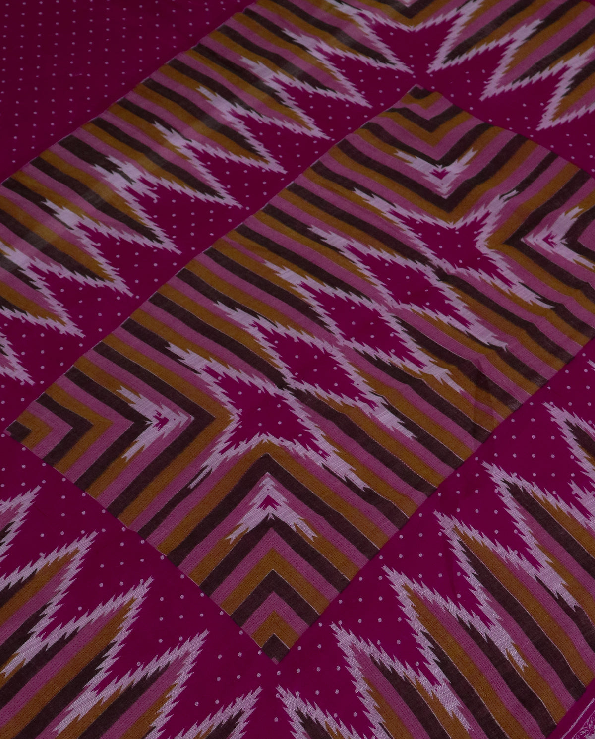 Women's Cotton Blend Ikat Print Saree with Unstitched Blouse Piece.