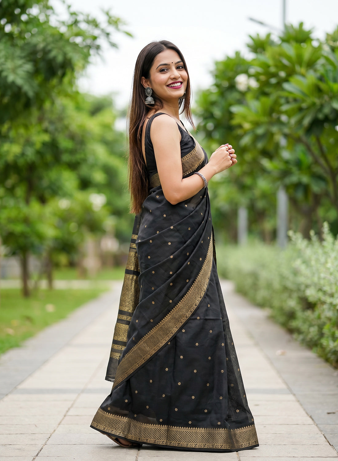 Women's Woven Banarasi Art Silk Saree with Unstitched Blouse Piece.