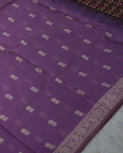 Women's Woven Design Linen Cotton Blend Saree with Unstitched Blouse Piece.