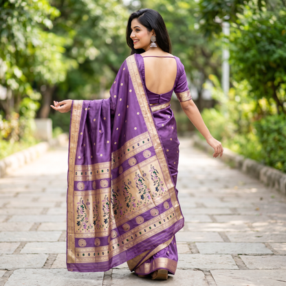 Banarasi Soft Silk Saree Festive Woven Jacquard Zari Border Sarees with Unstitched Blouse Piece.