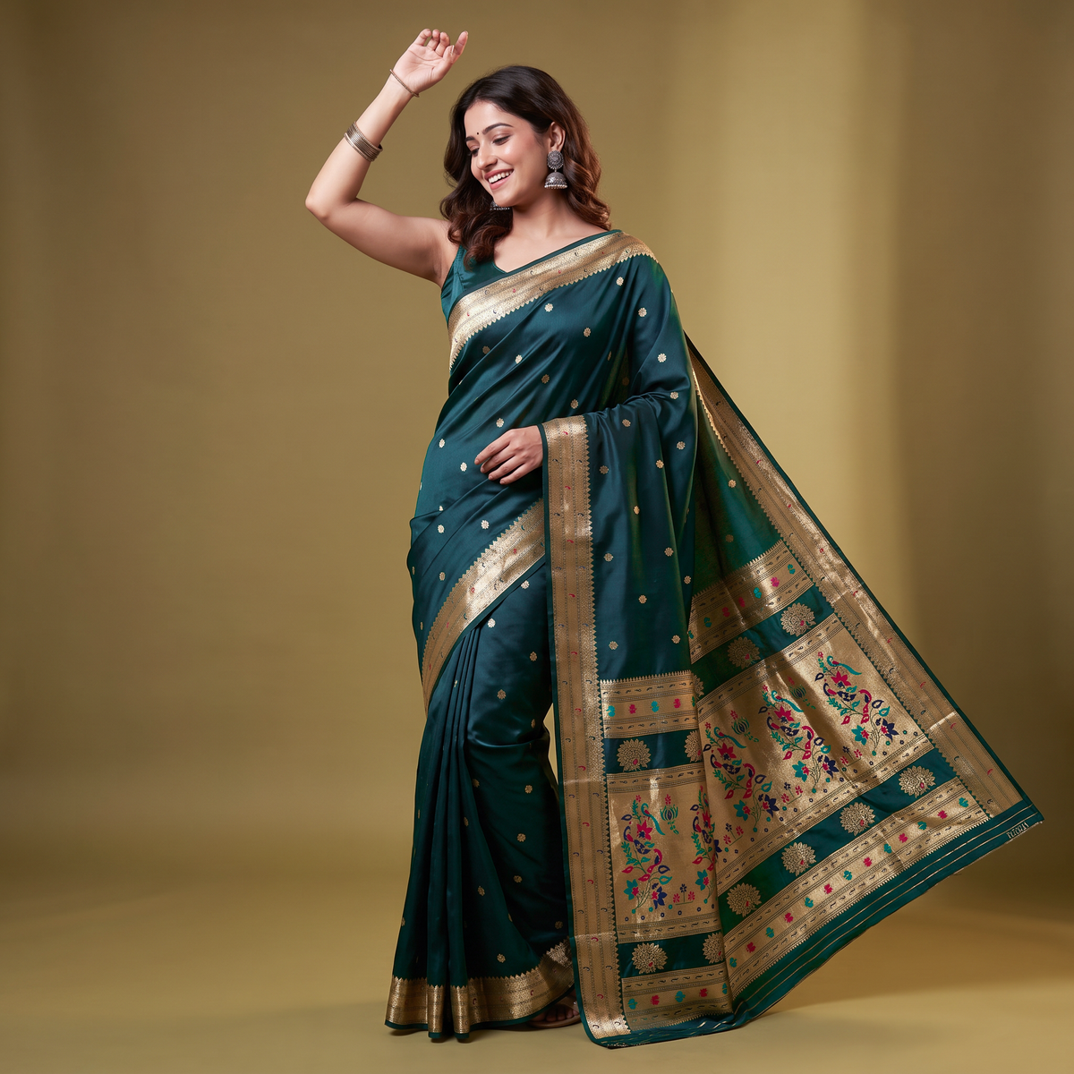 Banarasi Soft Silk Saree Festive Woven Jacquard Zari Border Sarees with Unstitched Blouse Piece.