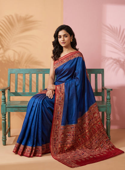 Women's Printed Silk Blend Saree with Unstitched Blouse Piece.