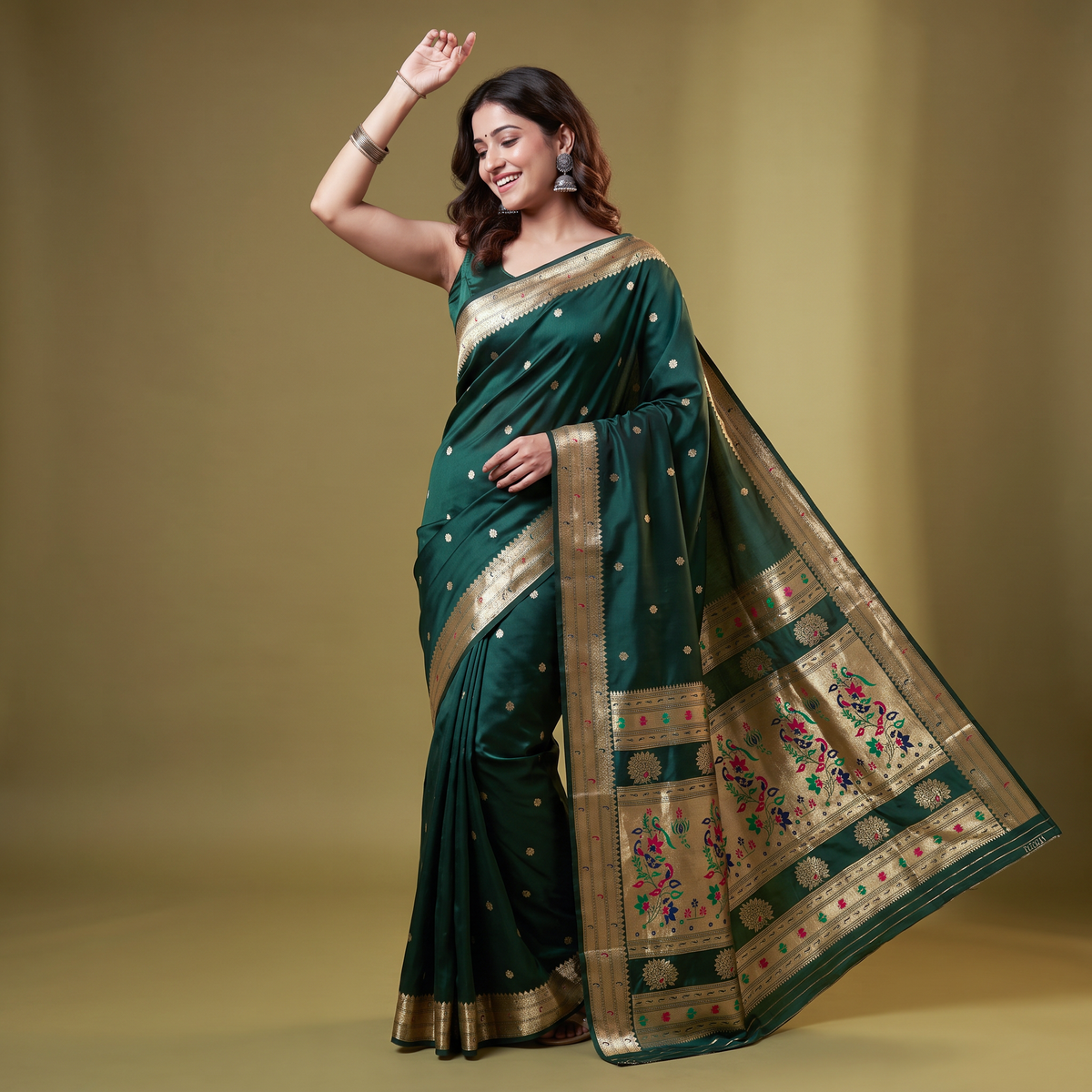 Banarasi Soft Silk Saree Festive Woven Jacquard Zari Border Sarees with Unstitched Blouse Piece.
