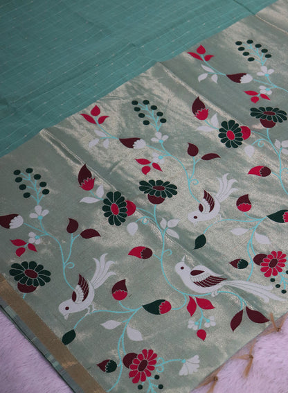 Women's Woven Paithani Art Silk Saree with Unstitched Blouse Piece.