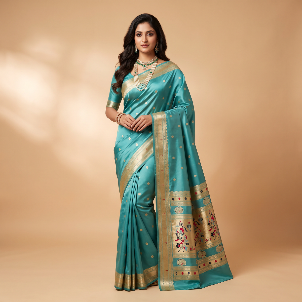 Banarasi Soft Silk Saree Festive Woven Jacquard Zari Border Sarees with Unstitched Blouse Piece.