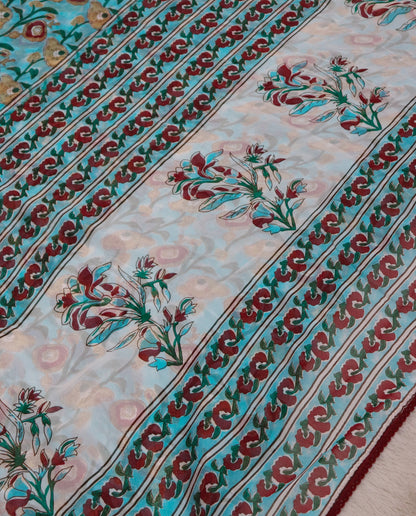 Women's Floral Print Chiffon Saree with Unstitched Blouse Piece.