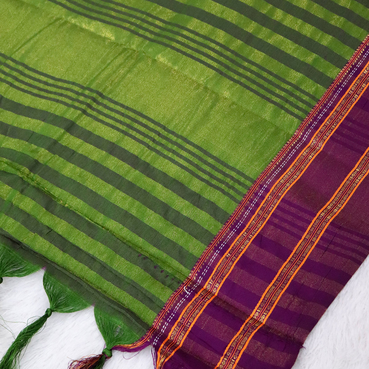 Women's Art Silk Traditional Saree with Zari Border and Unstitched Blouse Piece.