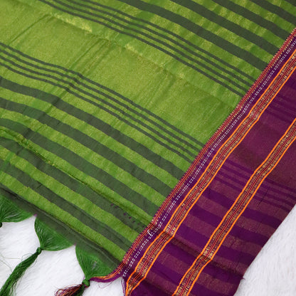 Women's Art Silk Traditional Saree with Zari Border and Unstitched Blouse Piece.