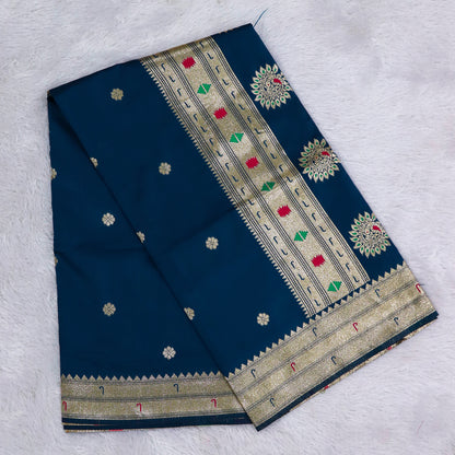 Banarasi Soft Silk Saree Festive Woven Jacquard Zari Border Sarees with Unstitched Blouse Piece.