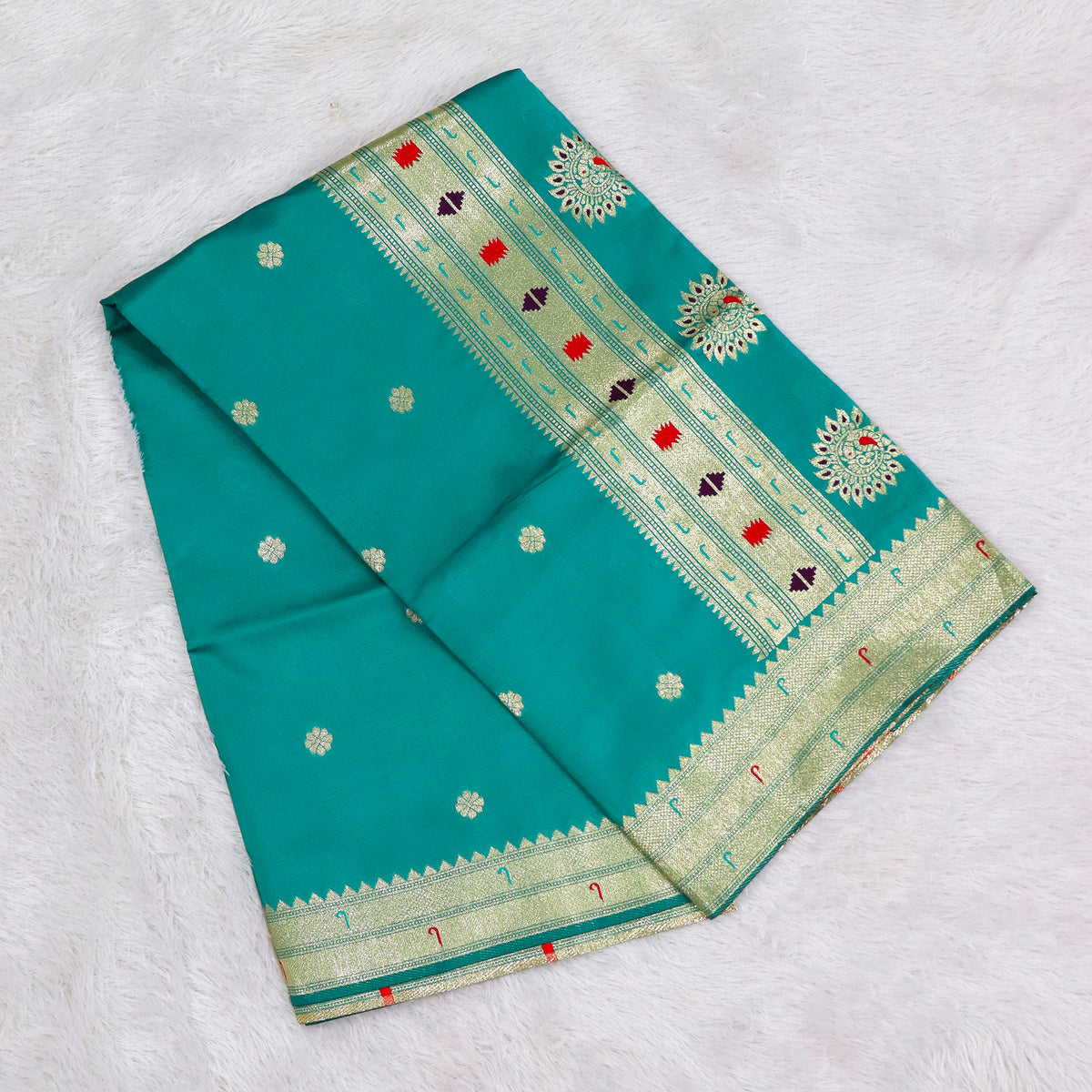 Banarasi Soft Silk Saree Festive Woven Jacquard Zari Border Sarees with Unstitched Blouse Piece.